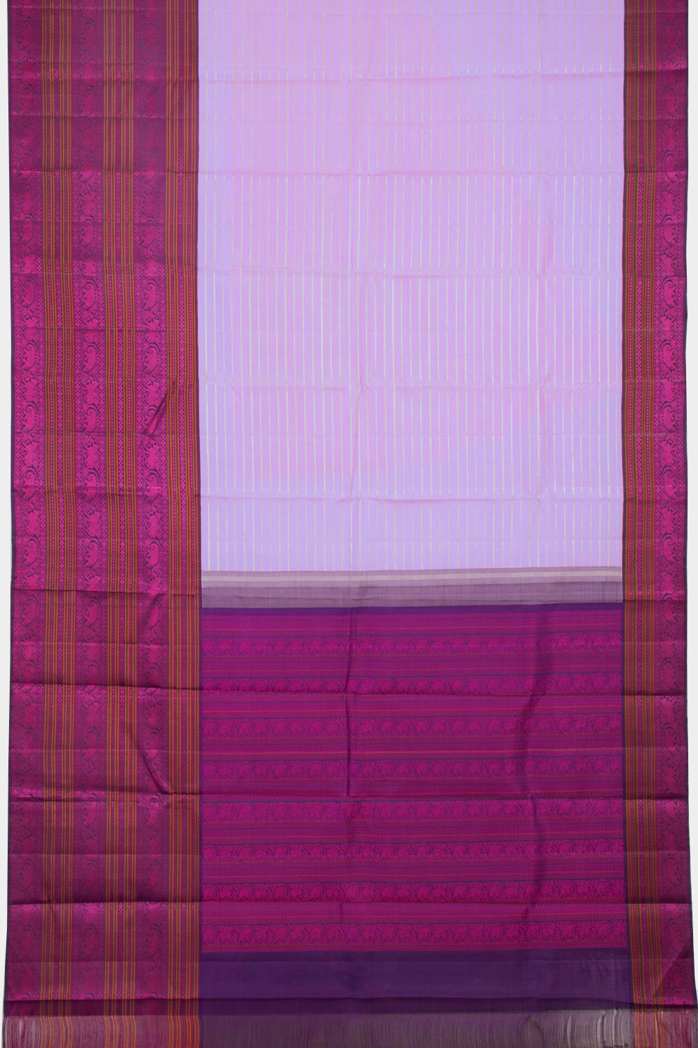 Pink Handloom Korvai Kanjivaram Silk Saree 10069156