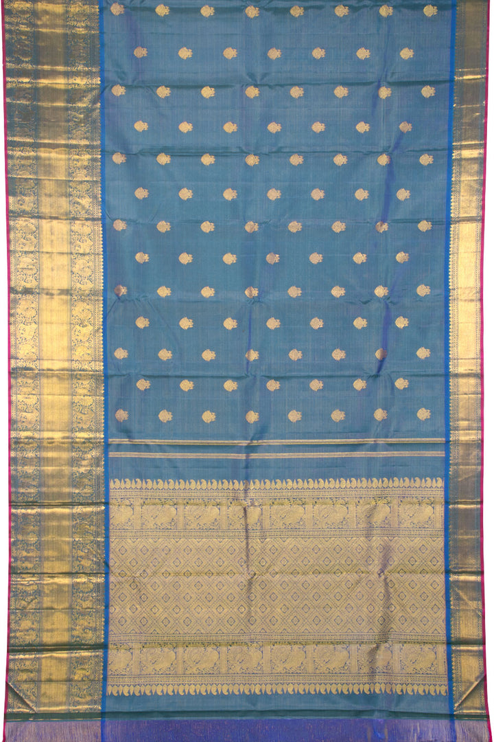 Blue Handloom Vaira Oosi Bridal Kanjivaram Silk Saree 10069166