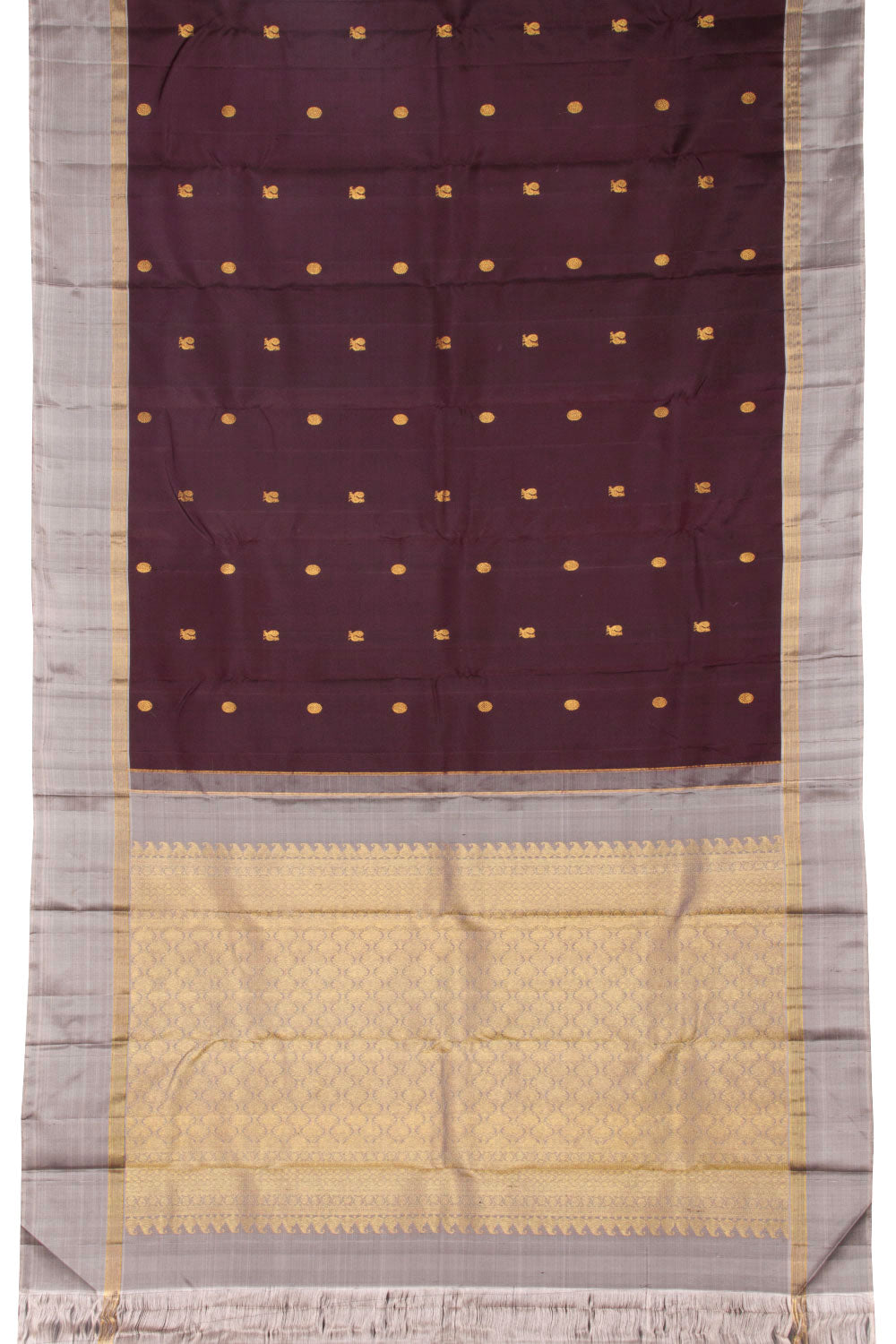 Brown Handloom Korvai Kanjivaram Silk Saree 10069187 - Avishya