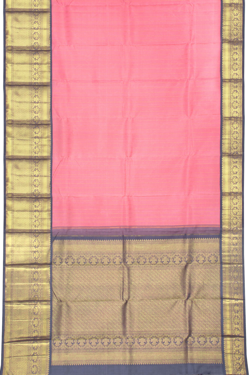 Peach Handloom Korvai Kanjivaram Silk Saree 10069196 - Avishya