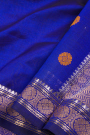 Blue Handloom Kanchi Silk Cotton Saree 10069253 - Avishya