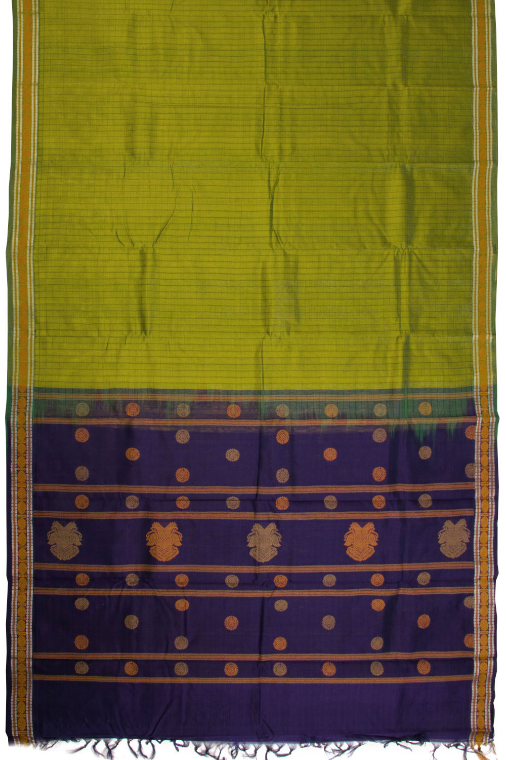 Green Handloom Kanchi Silk Cotton Saree 10069259 - Avishya