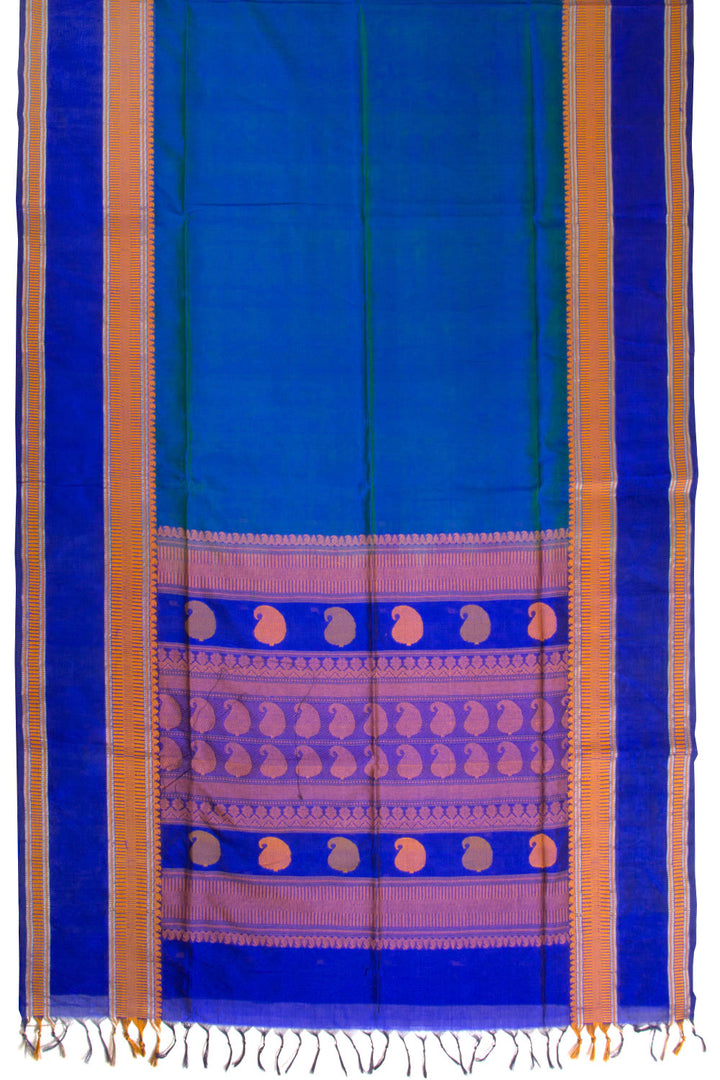 Blue Handloom Kanchi Silk Cotton Saree 10069264 - Avishya