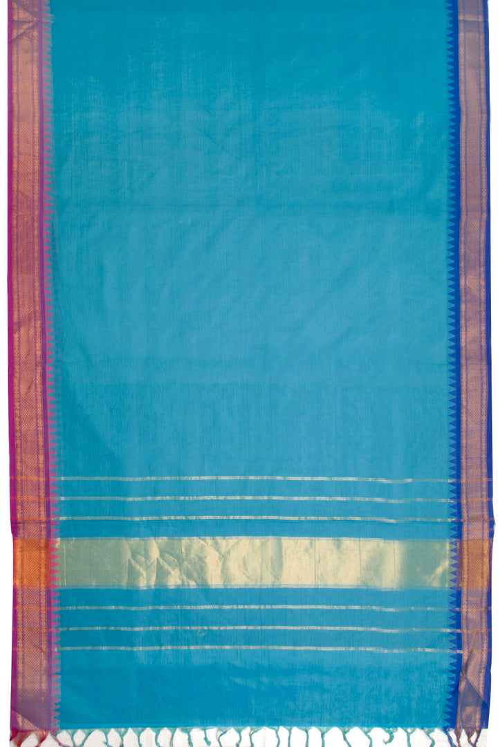 Blue Handwoven Kanchi Cotton Saree 10069277 - Avishya