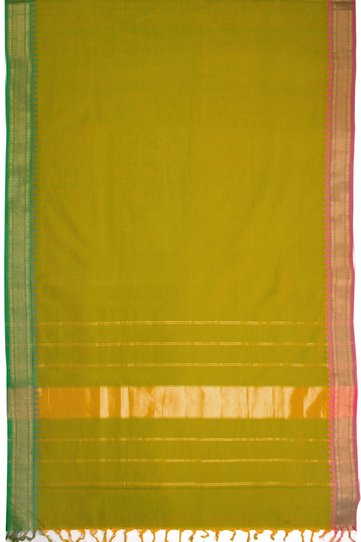 Green Handwoven Kanchi Cotton Saree 10069280 - Avishya