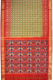 Moss Green Handloom Pochampally Ikat Silk Saree 10069824