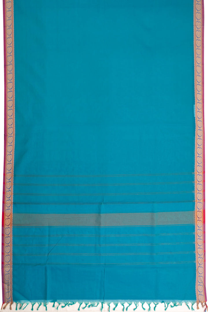 Blue Handwoven Kanchi Cotton Saree 10069289 - Avishya