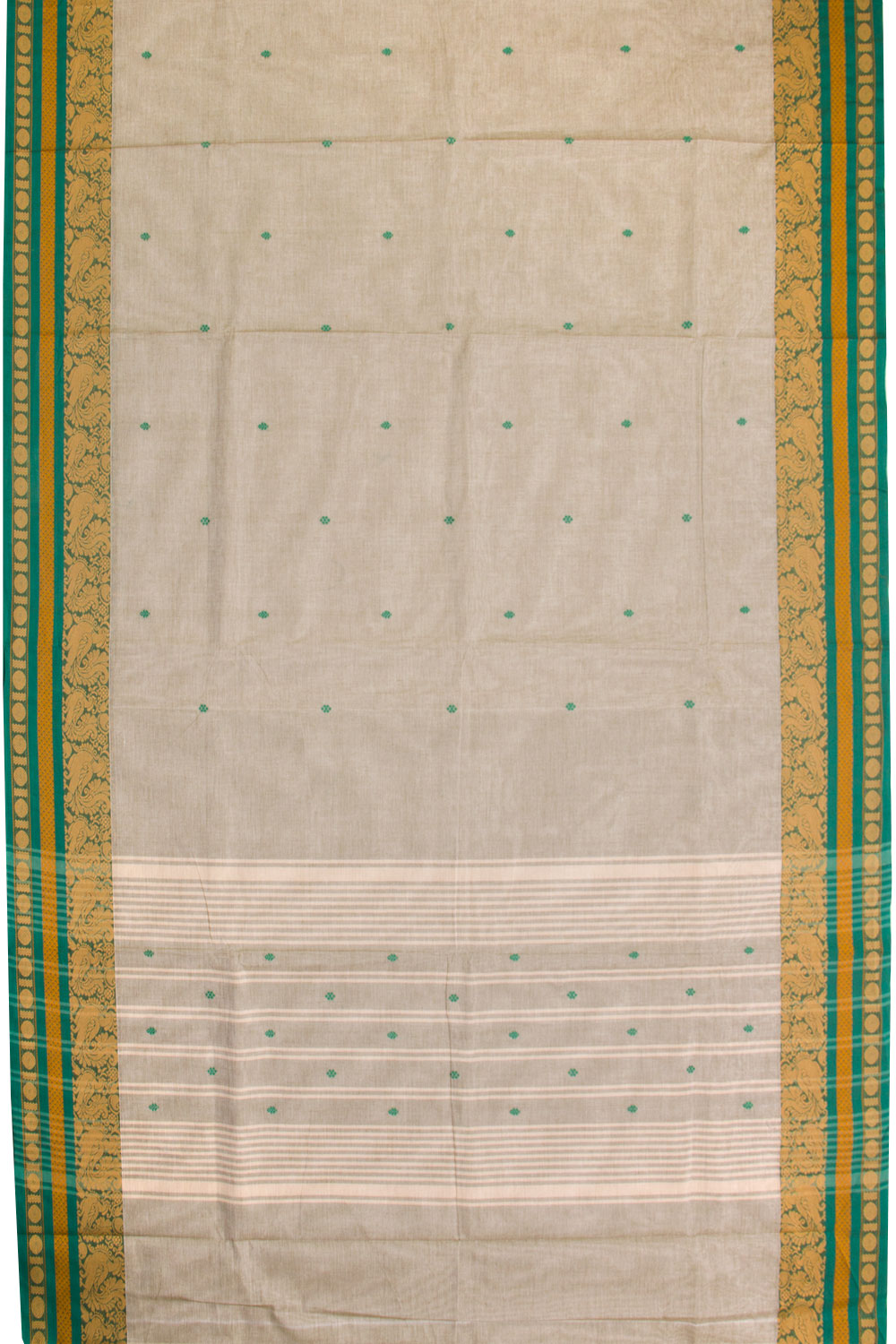 Green Handwoven Kanchi Cotton Saree 10069328 - Avishya