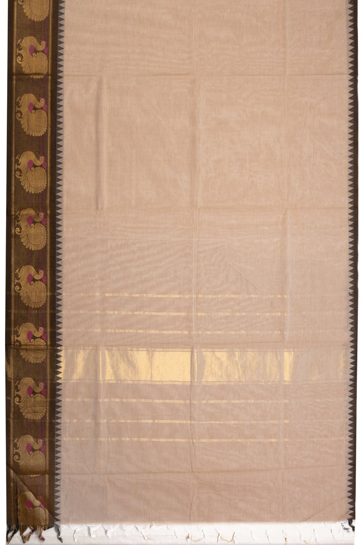 Beige Handwoven Kanchi Cotton Saree 10069353 - Avishya