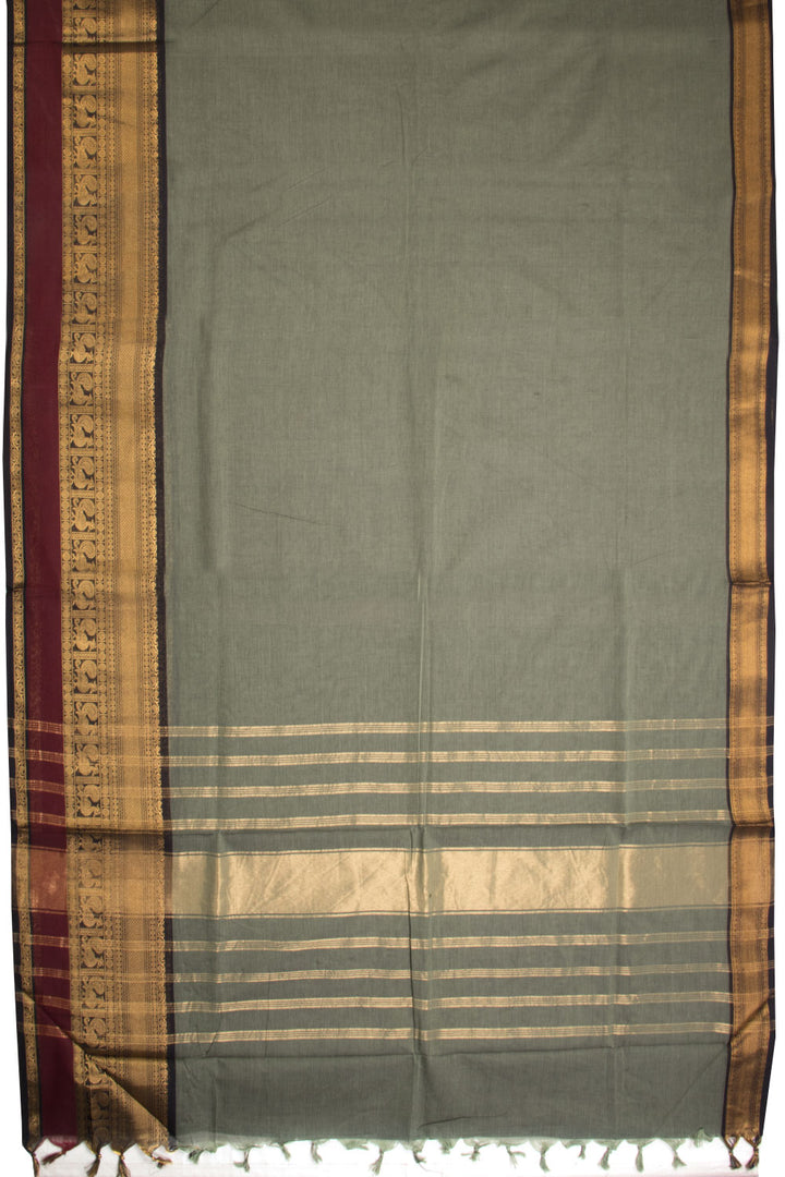 Grey Handwoven Kanchi Cotton Saree 10069360 - Avishya