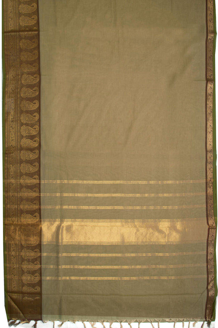 Brown Handwoven Kanchi Cotton Saree 10069362 - Avishya
