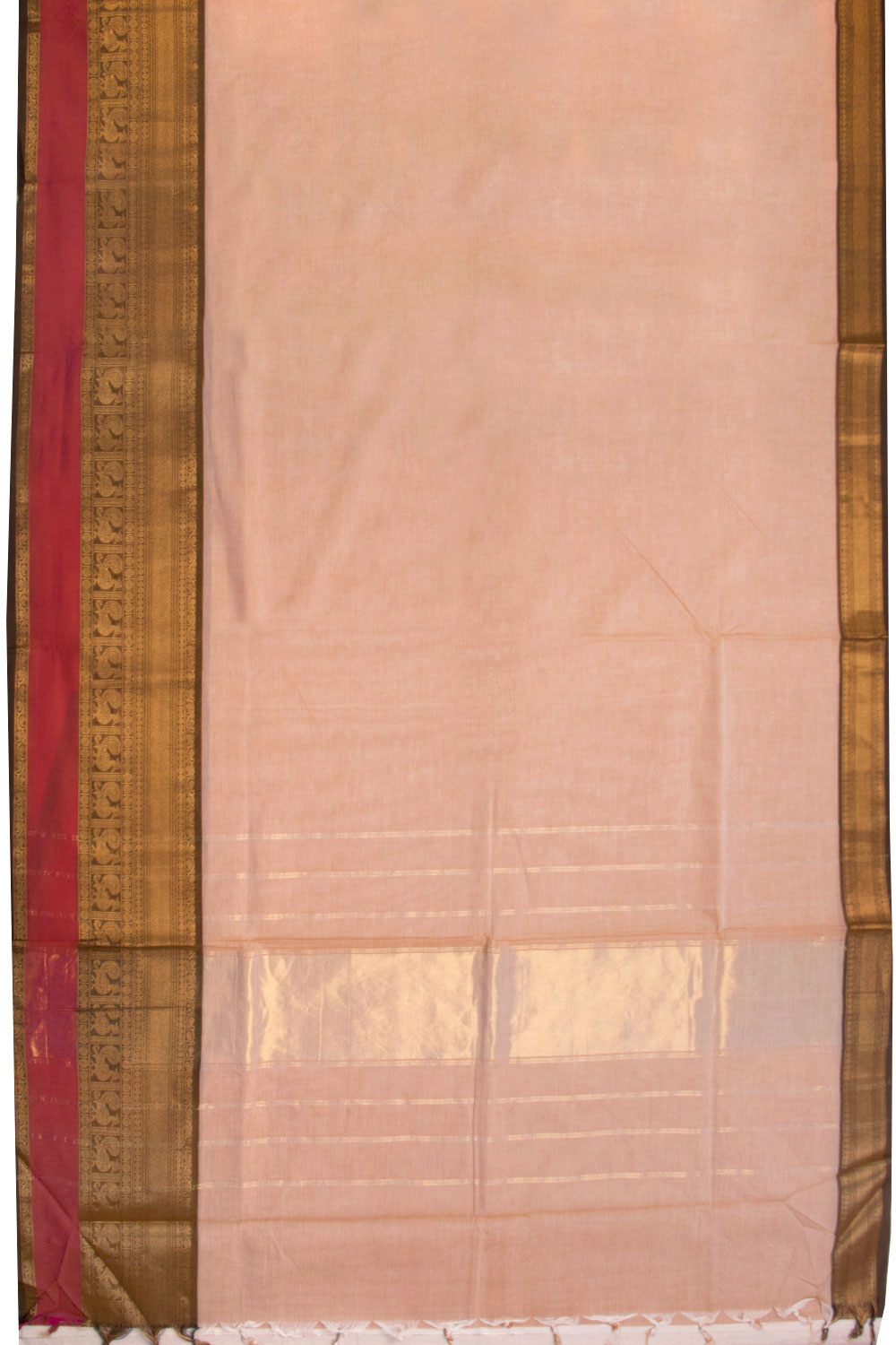 Beige Handwoven Kanchi Cotton Saree 10069366 - Avishya