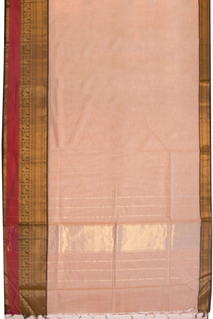 Beige Handwoven Kanchi Cotton Saree 10069366 - Avishya