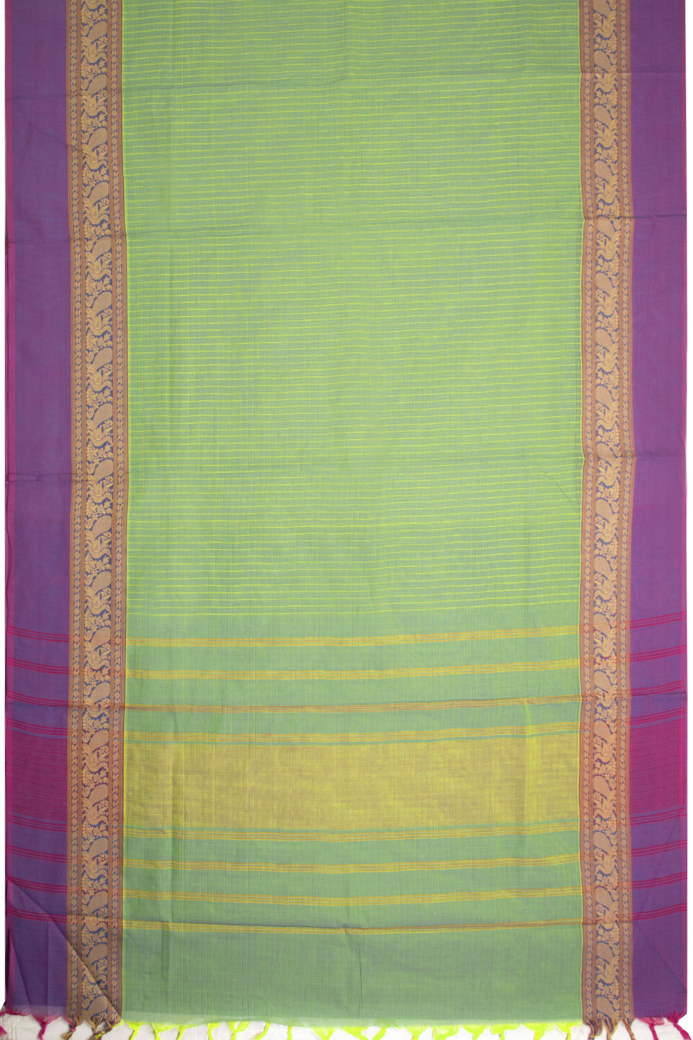 Green Handwoven Kanchi Cotton Saree 10069371 - Avishya