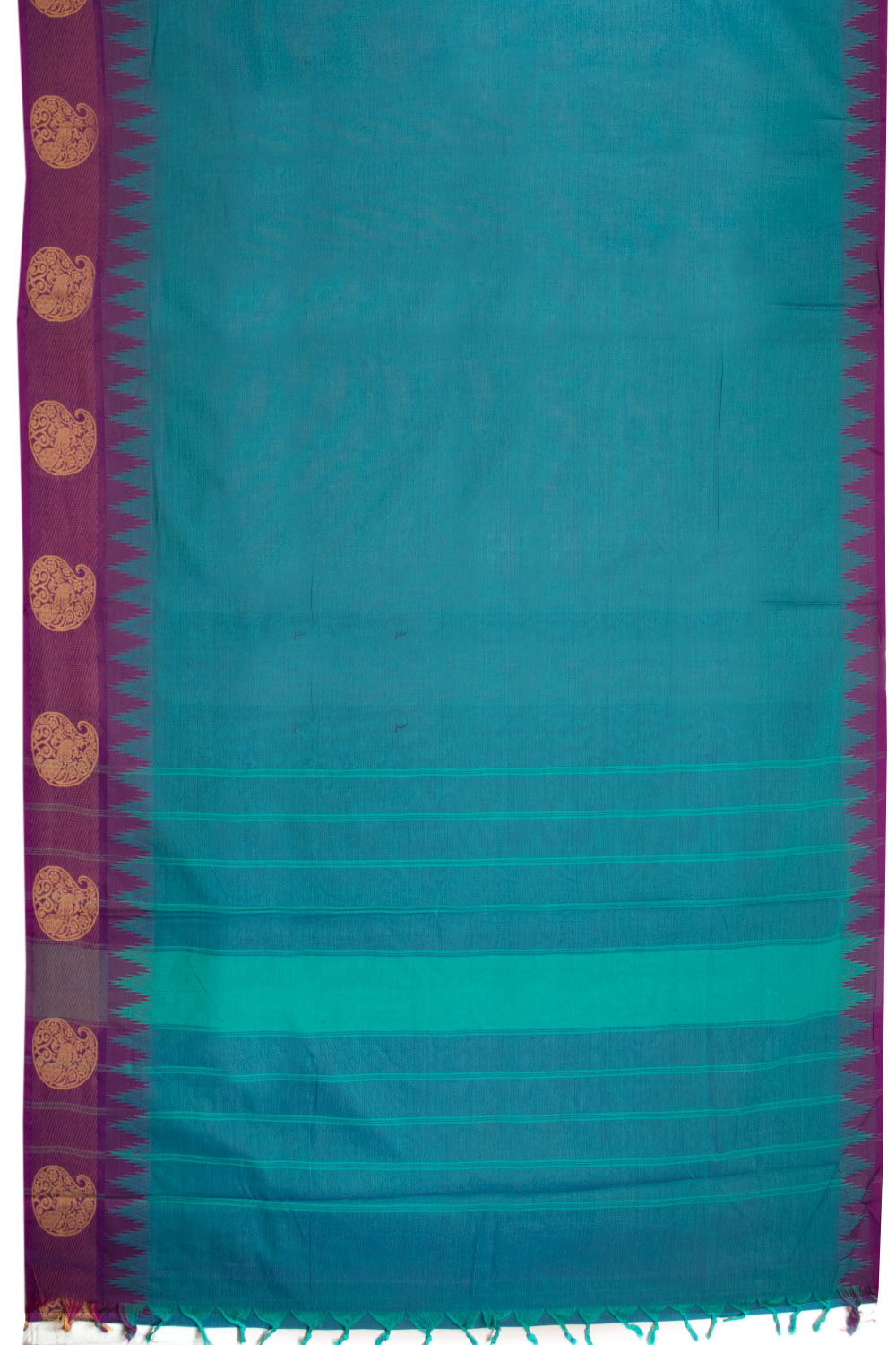 Blue Handwoven Kanchi Cotton Saree 10069376 - Avishya