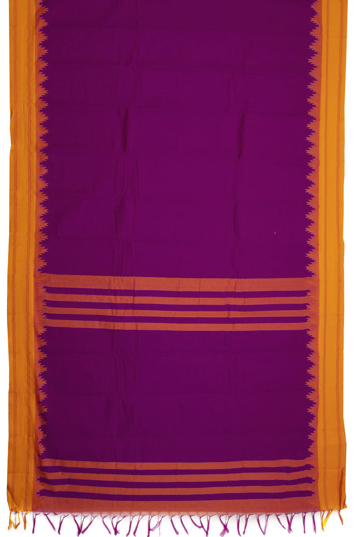 Dark Magenta Handloom Kanchi Cotton Saree 10069396 - Avishya