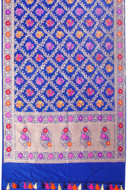 Blue Handloom Banarasi Katan Silk Saree 10069397 - Avishya