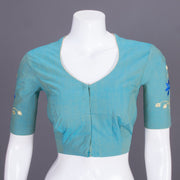 Blue Embroidered Cotton Blouse 10069445 - Avishya