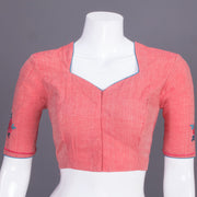 Peach Embroidered Cotton Blouse 10069452 - Avishya