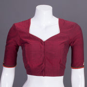 Maroon Embroidered Cotton Blouse 10069457 - Avishya
