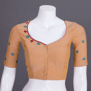 Brown Embroidered Cotton Blouse 10069458 - Avishya