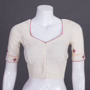 White Embroidered Cotton Blouse 10069459 - Avishya