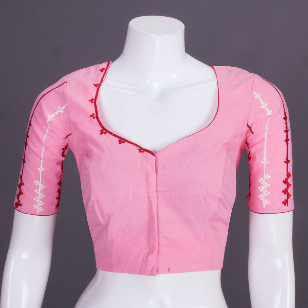 Pink Embroidered Cotton Blouse 10069460 - Avishya