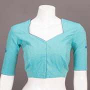Blue Embroidered Cotton Blouse 10069464 - Avishya