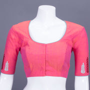 Peach Embroidered Cotton Blouse 10069465 - Avishya