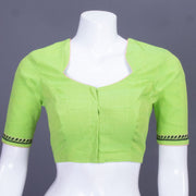 Green Embroidered Cotton Blouse 10069466 - Avishya
