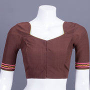 Brown Embroidered Cotton Blouse 10069471 - Avishya