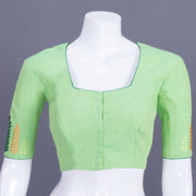 Green Embroidered Cotton Blouse 10069474 - Avishya