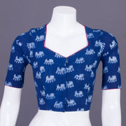 Blue Indigo Handblock Printed Cotton Blouse Without Lining 10069476 - Avishya