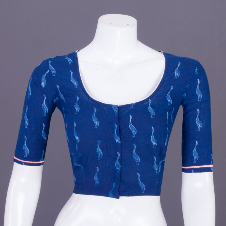 Blue Indigo Handblock Printed Cotton Blouse Without Lining 10069521 - Avishya
