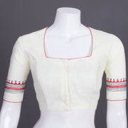 Cream Kantha Embroidered Cotton Blouse 10069522 - Avishya