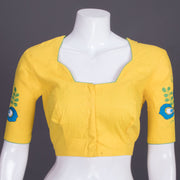 Yellow Kantha Embroidered Cotton Blouse 10069531 - Avishya
