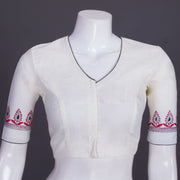 Cream Kantha Embroidered Cotton Blouse 10069540 - Avishya