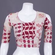 Cream Handblock Printed Cotton Blouse 10069775 - Avishya