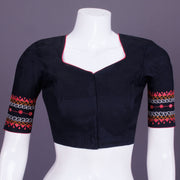 Black Kantha Embroidered Cotton Blouse 10069572 - Avishya