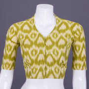 Green Handcrafted Ikat Cotton Blouse 10069574 - Avishya