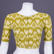 Green Handcrafted Ikat Cotton Blouse 10069578 - Avishya