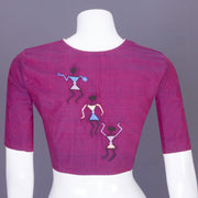 Purple Embroidered Mangalgiri Cotton Blouse 10069611 - Avishya
