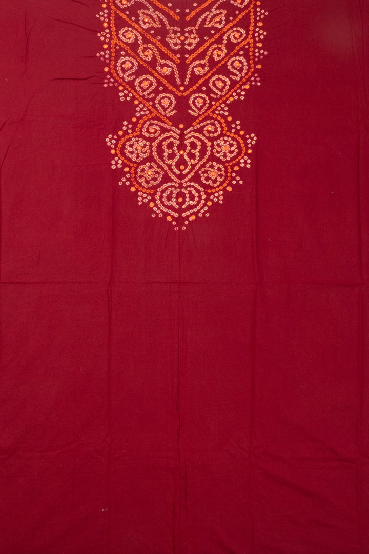 Red Bandhani Cotton 3-Piece Salwar Suit Material-Avishya