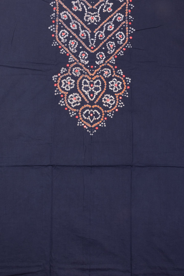 Navy Blue Bandhani Cotton 3-Piece Salwar Suit Material -Avishya