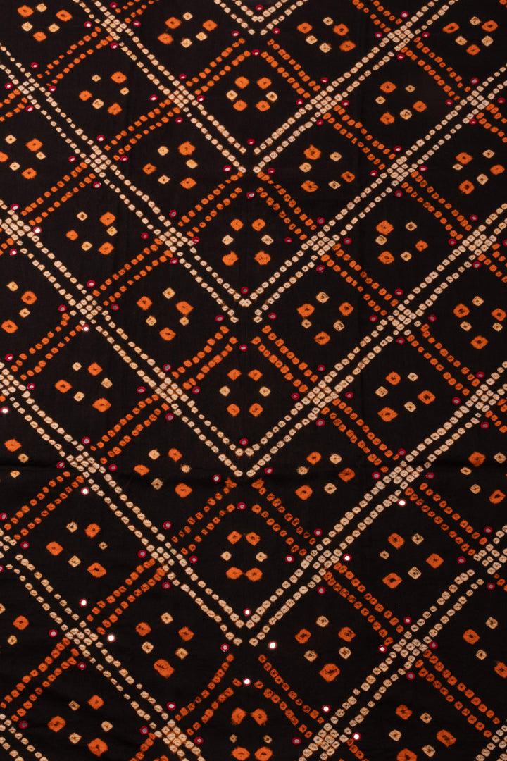 Black Bandhani Cotton 3-Piece Salwar Suit Material-Avishya
