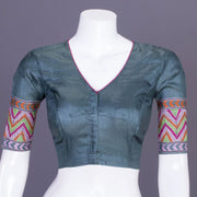 Grey Kantha Embroidered Tussar Silk Blouse 10069752 - Avishya