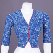 Blue Handblock Printed Cotton Blouse 10069764 - Avishya