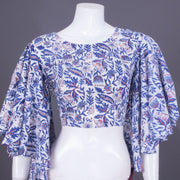 White Handblock Printed Cotton Blouse 10069776 - Avishya