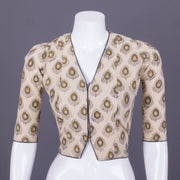 Beige Handblock Printed Cotton Blouse 10069779 - Avishya