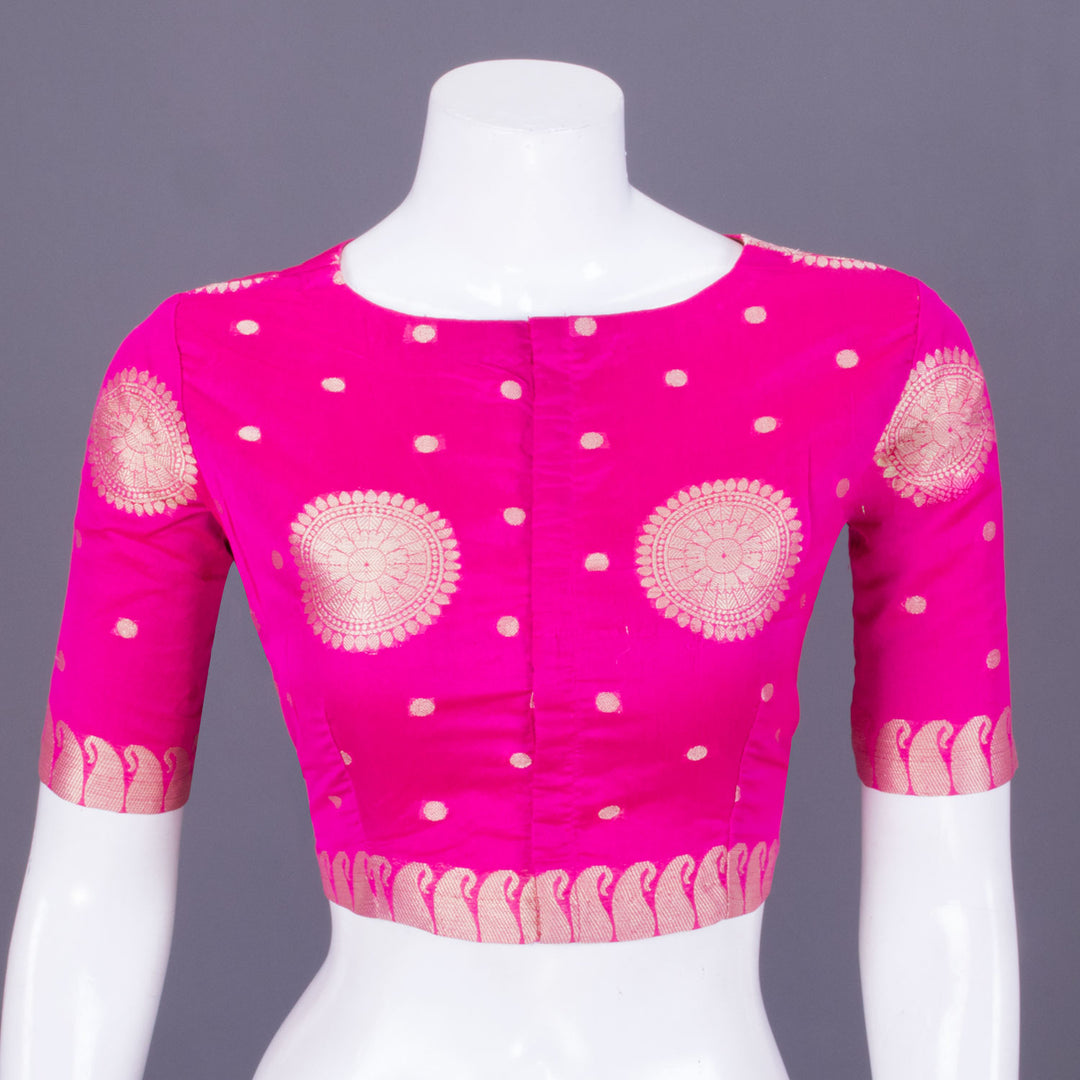 Pink Banarasi Silk Cotton Blouse 10069782 - Avishya